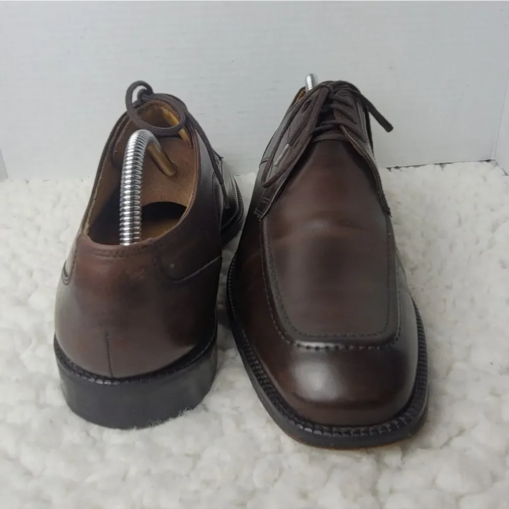 Cole Haan Brown Burnished Leather Apron Toe Derby 8.5M Mens Dress Office Shoes